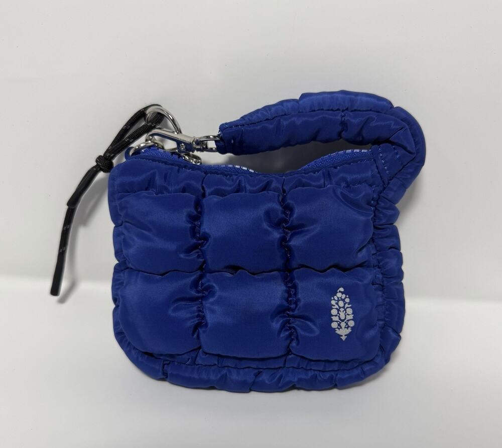 Free People Movement Quilted Micro Pouch, Color Athletic Blue, Silver Hardware